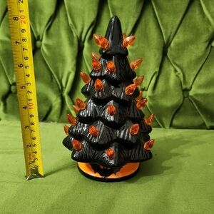 Black Ceramic Light Up Halloween Tree with Orange Lights